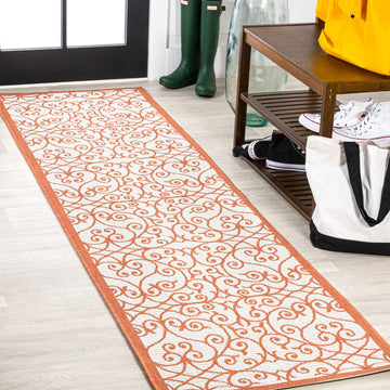 Madrid Vintage Filigree Textured Weave Indoor/outdoor Runner Rug